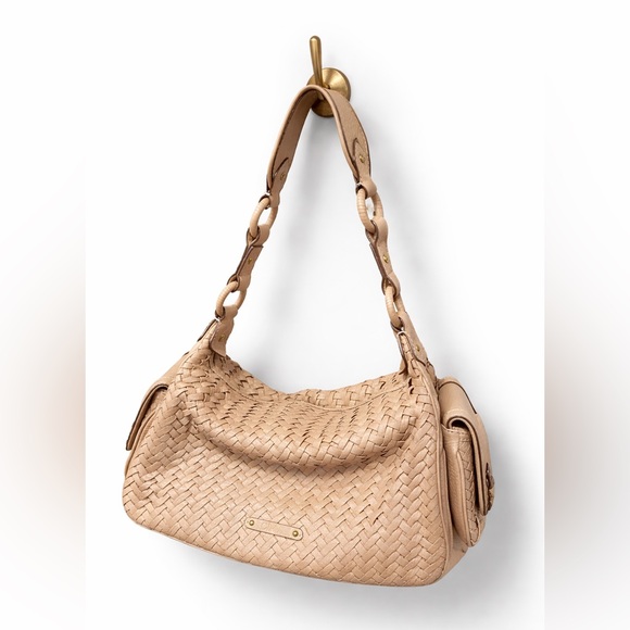 Cole Haan Handbags - Cole Haan Woven Leather Satchel Beige Neutral Shoulder Bag